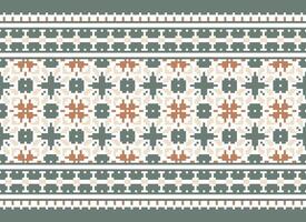 A Floral pixel art pattern on grey background.geometric ethnic oriental embroidery vector illustration. pixel style, abstract background, cross stitch.design for texture, fabric, cloth, scarf, print