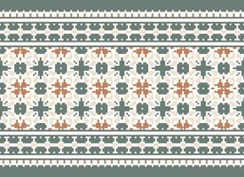 A Floral pixel art pattern on grey background.geometric ethnic oriental embroidery vector illustration. pixel style, abstract background, cross stitch.design for texture, fabric, cloth, scarf, print