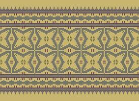 Pixel Cross Stitch pattern with Floral Designs. Traditional cross stitch needlework. Geometric Ethnic pattern, Embroidery, Textile ornamentation, fabric, Hand stitched pattern, pixel art. vector