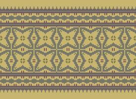 Pixel Cross Stitch pattern with Floral Designs. Traditional cross stitch needlework. Geometric Ethnic pattern, Embroidery, Textile ornamentation, fabric, Hand stitched pattern, pixel art. vector