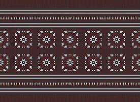 A Floral pixel art pattern on grey background.geometric ethnic oriental embroidery vector illustration. pixel style, abstract background, cross stitch.design for texture, fabric, cloth, scarf, print