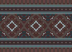 Ethnic geometric fabric pattern Cross Stitch.Ikat embroidery Ethnic oriental Pixel pattern blue background. Abstract,vector,illustration. Texture,clothing,frame,decoration,motifs,silk wallpaper. vector