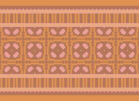 A Floral pixel art pattern on grey background.geometric ethnic oriental embroidery vector illustration. pixel style, abstract background, cross stitch.design for texture, fabric, cloth, scarf, print