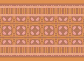 A Floral pixel art pattern on grey background.geometric ethnic oriental embroidery vector illustration. pixel style, abstract background, cross stitch.design for texture, fabric, cloth, scarf, print