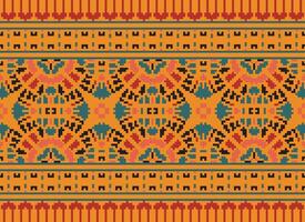 Pixel Ethnic pattern vector background. seamless pattern traditional, Design for background, wallpaper, Batik, fabric, carpet, clothing, wrapping, and textile.ethnic pattern Vector illustration.