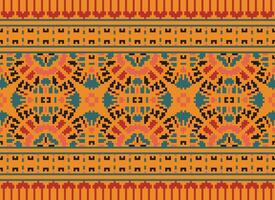 Pixel Ethnic pattern vector background. seamless pattern traditional, Design for background, wallpaper, Batik, fabric, carpet, clothing, wrapping, and textile.ethnic pattern Vector illustration.