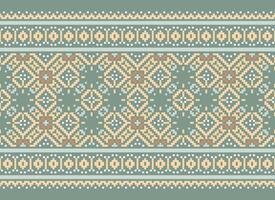 Pixel Ethnic pattern vector background. seamless pattern traditional, Design for background, wallpaper, Batik, fabric, carpet, clothing, wrapping, and textile.ethnic pattern Vector illustration.