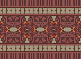 Pixel Ethnic pattern vector background. seamless pattern traditional, Design for background, wallpaper, Batik, fabric, carpet, clothing, wrapping, and textile.ethnic pattern Vector illustration.