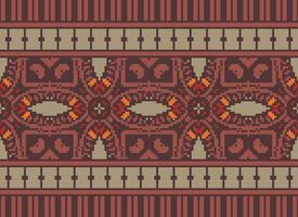 Pixel Ethnic pattern vector background. seamless pattern traditional, Design for background, wallpaper, Batik, fabric, carpet, clothing, wrapping, and textile.ethnic pattern Vector illustration.