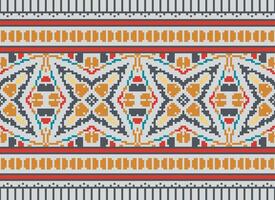 Nature vintages cross stitch traditional ethnic pattern paisley flower Ikat background abstract Aztec African Indonesian Indian seamless pattern for fabric print cloth dress carpet curtains and sarong vector