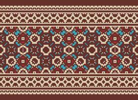 Geometric patterns of modern stylish texture. Borders in the form of a pixel ornament for embroidery, ceramic tiles and textile interior design elements. Seamless illustration vector