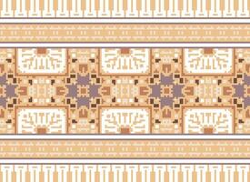 Pixel Ethnic pattern vector background. seamless pattern traditional, Design for background, wallpaper, Batik, fabric, carpet, clothing, wrapping, and textile.ethnic pattern Vector illustration.