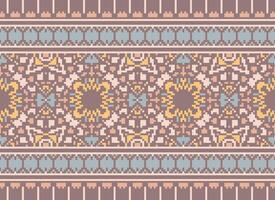 Pixel Ethnic pattern vector background. seamless pattern traditional, Design for background, wallpaper, Batik, fabric, carpet, clothing, wrapping, and textile.ethnic pattern Vector illustration.