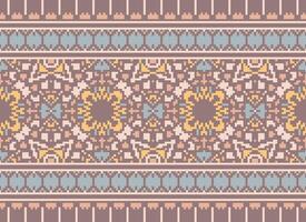 Pixel Ethnic pattern vector background. seamless pattern traditional, Design for background, wallpaper, Batik, fabric, carpet, clothing, wrapping, and textile.ethnic pattern Vector illustration.