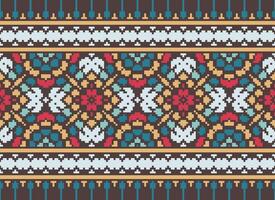 Nature vintages cross stitch traditional ethnic pattern paisley flower Ikat background abstract Aztec African Indonesian Indian seamless pattern for fabric print cloth dress carpet curtains and sarong vector