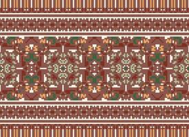 Nature vintages cross stitch traditional ethnic pattern paisley flower Ikat background abstract Aztec African Indonesian Indian seamless pattern for fabric print cloth dress carpet curtains and sarong vector