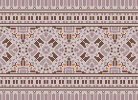 Pixel Ethnic pattern vector background. seamless pattern traditional, Design for background, wallpaper, Batik, fabric, carpet, clothing, wrapping, and textile.ethnic pattern Vector illustration.