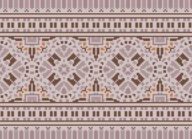 Pixel Ethnic pattern vector background. seamless pattern traditional, Design for background, wallpaper, Batik, fabric, carpet, clothing, wrapping, and textile.ethnic pattern Vector illustration.