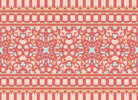 Pixel Ethnic pattern vector background. seamless pattern traditional, Design for background, wallpaper, Batik, fabric, carpet, clothing, wrapping, and textile.ethnic pattern Vector illustration.