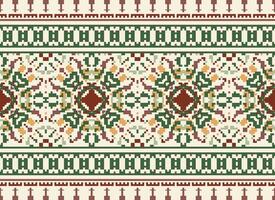 Pixel Ethnic pattern vector background. seamless pattern traditional, Design for background, wallpaper, Batik, fabric, carpet, clothing, wrapping, and textile.ethnic pattern Vector illustration.