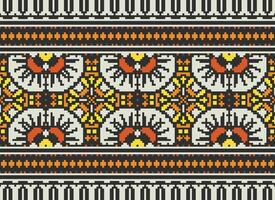 Pixel Ethnic pattern vector background. seamless pattern traditional, Design for background, wallpaper, Batik, fabric, carpet, clothing, wrapping, and textile.ethnic pattern Vector illustration.