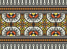 Pixel Ethnic pattern vector background. seamless pattern traditional, Design for background, wallpaper, Batik, fabric, carpet, clothing, wrapping, and textile.ethnic pattern Vector illustration.