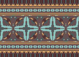 Pixel Ethnic pattern vector background. seamless pattern traditional, Design for background, wallpaper, Batik, fabric, carpet, clothing, wrapping, and textile.ethnic pattern Vector illustration.
