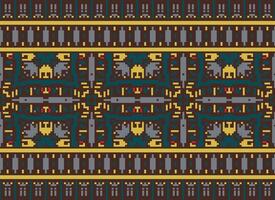 Pixel Ethnic pattern vector background. seamless pattern traditional, Design for background, wallpaper, Batik, fabric, carpet, clothing, wrapping, and textile.ethnic pattern Vector illustration.