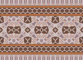 Pixel Ethnic pattern vector background. seamless pattern traditional, Design for background, wallpaper, Batik, fabric, carpet, clothing, wrapping, and textile.ethnic pattern Vector illustration.