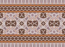 Pixel Ethnic pattern vector background. seamless pattern traditional, Design for background, wallpaper, Batik, fabric, carpet, clothing, wrapping, and textile.ethnic pattern Vector illustration.