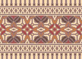 Pixel Ethnic pattern vector background. seamless pattern traditional, Design for background, wallpaper, Batik, fabric, carpet, clothing, wrapping, and textile.ethnic pattern Vector illustration.