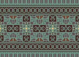 Pixel Ethnic pattern vector background. seamless pattern traditional, Design for background, wallpaper, Batik, fabric, carpet, clothing, wrapping, and textile.ethnic pattern Vector illustration.