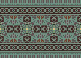 Pixel Ethnic pattern vector background. seamless pattern traditional, Design for background, wallpaper, Batik, fabric, carpet, clothing, wrapping, and textile.ethnic pattern Vector illustration.