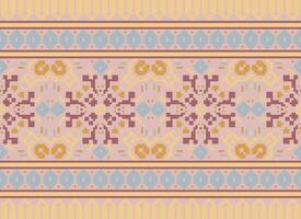 Pixel Ethnic pattern vector background. seamless pattern traditional, Design for background, wallpaper, Batik, fabric, carpet, clothing, wrapping, and textile.ethnic pattern Vector illustration.