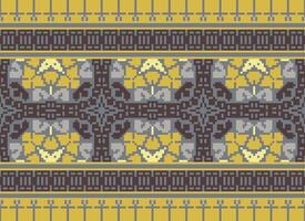 Pixel Ethnic pattern vector background. seamless pattern traditional, Design for background, wallpaper, Batik, fabric, carpet, clothing, wrapping, and textile.ethnic pattern Vector illustration.