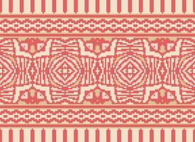 Pixel Ethnic pattern vector background. seamless pattern traditional, Design for background, wallpaper, Batik, fabric, carpet, clothing, wrapping, and textile.ethnic pattern Vector illustration.