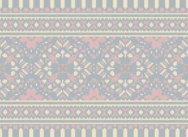 Pixel Ethnic pattern vector background. seamless pattern traditional, Design for background, wallpaper, Batik, fabric, carpet, clothing, wrapping, and textile.ethnic pattern Vector illustration.