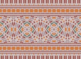 Pixel Ethnic pattern vector background. seamless pattern traditional, Design for background, wallpaper, Batik, fabric, carpet, clothing, wrapping, and textile.ethnic pattern Vector illustration.
