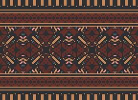Pixel Ethnic pattern vector background. seamless pattern traditional, Design for background, wallpaper, Batik, fabric, carpet, clothing, wrapping, and textile.ethnic pattern Vector illustration.