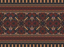 Pixel Ethnic pattern vector background. seamless pattern traditional, Design for background, wallpaper, Batik, fabric, carpet, clothing, wrapping, and textile.ethnic pattern Vector illustration.