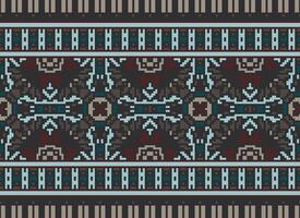 Pixel Ethnic pattern vector background. seamless pattern traditional, Design for background, wallpaper, Batik, fabric, carpet, clothing, wrapping, and textile.ethnic pattern Vector illustration.
