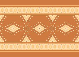 Pixel Ethnic pattern vector background. seamless pattern traditional, Design for background, wallpaper, Batik, fabric, carpet, clothing, wrapping, and textile.ethnic pattern Vector illustration.