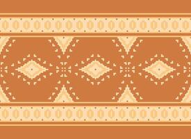 Pixel Ethnic pattern vector background. seamless pattern traditional, Design for background, wallpaper, Batik, fabric, carpet, clothing, wrapping, and textile.ethnic pattern Vector illustration.