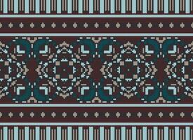 Pixel Ethnic pattern vector background. seamless pattern traditional, Design for background, wallpaper, Batik, fabric, carpet, clothing, wrapping, and textile.ethnic pattern Vector illustration.