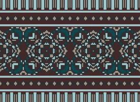 Pixel Ethnic pattern vector background. seamless pattern traditional, Design for background, wallpaper, Batik, fabric, carpet, clothing, wrapping, and textile.ethnic pattern Vector illustration.