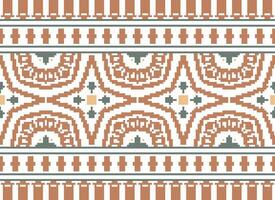 Pixel Ethnic pattern vector background. seamless pattern traditional, Design for background, wallpaper, Batik, fabric, carpet, clothing, wrapping, and textile.ethnic pattern Vector illustration.