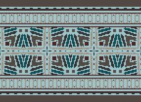 Pixel Ethnic pattern vector background. seamless pattern traditional, Design for background, wallpaper, Batik, fabric, carpet, clothing, wrapping, and textile.ethnic pattern Vector illustration.