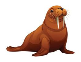 Cute walrus cartoon illustration isolated on white background vector