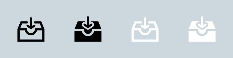 Direct message icon set in black and white. Inbox signs vector illustration.