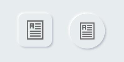 Articles line icon in neomorphic design style. Blog signs vector illustration.